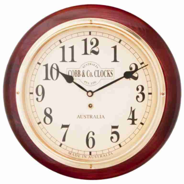 Cobb & Co Arabic Numerals Railway Wall Clock, 32cm Mahogany